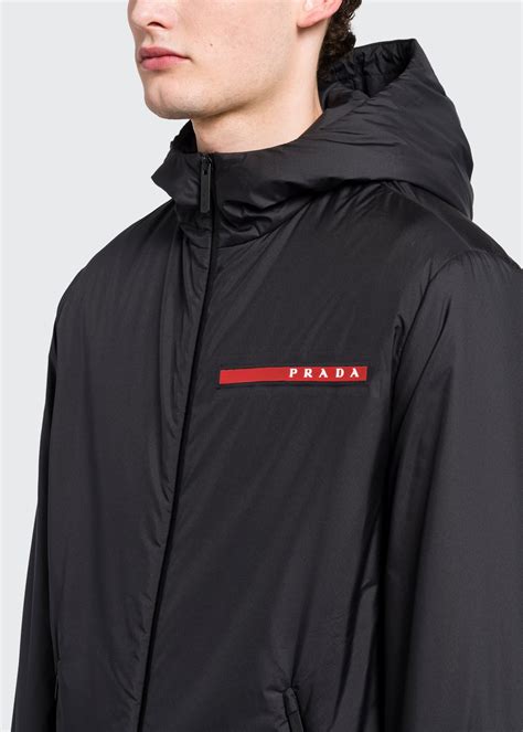 prada hooded padded jacket|prada jacket men denim.